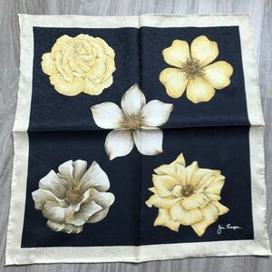 JIM THOMPSON SILK SCARF BLUE YELLOW FLORAL SQUARE BANDNANA